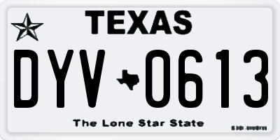TX license plate DYV0613