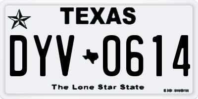 TX license plate DYV0614
