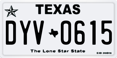 TX license plate DYV0615