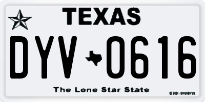 TX license plate DYV0616