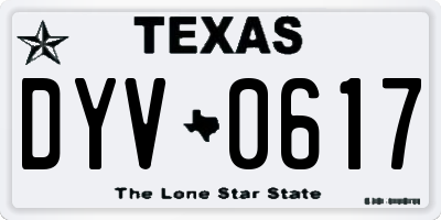TX license plate DYV0617