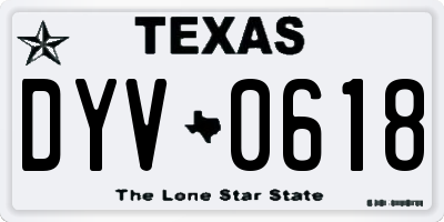 TX license plate DYV0618