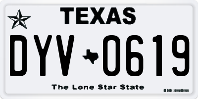 TX license plate DYV0619