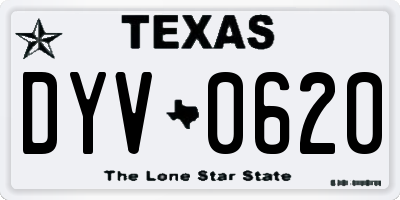 TX license plate DYV0620