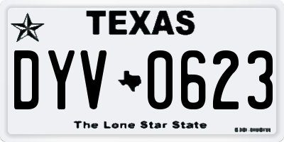 TX license plate DYV0623