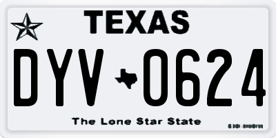 TX license plate DYV0624