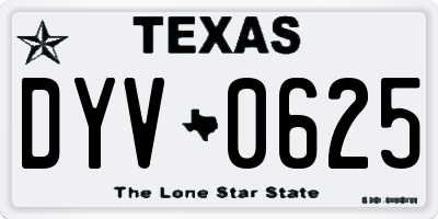 TX license plate DYV0625