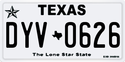 TX license plate DYV0626
