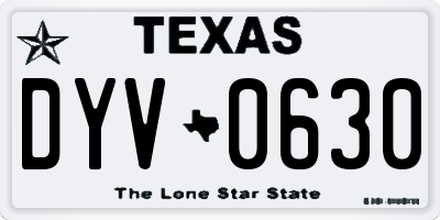 TX license plate DYV0630