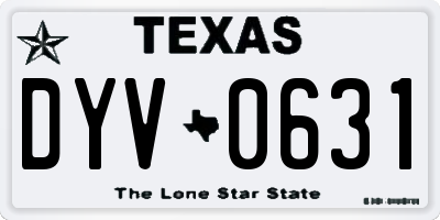 TX license plate DYV0631