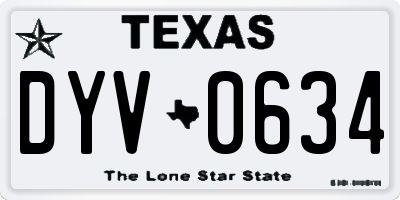 TX license plate DYV0634