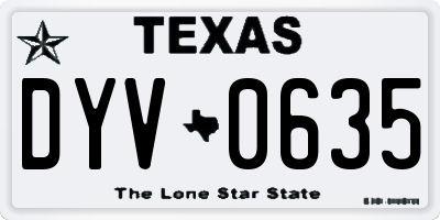 TX license plate DYV0635