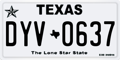 TX license plate DYV0637