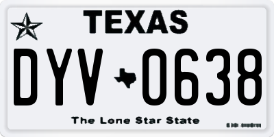 TX license plate DYV0638