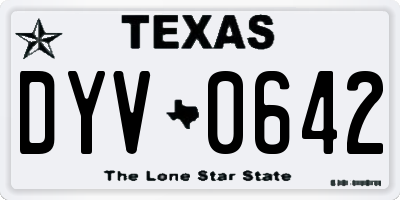 TX license plate DYV0642