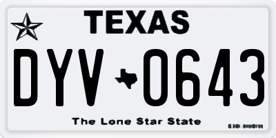 TX license plate DYV0643
