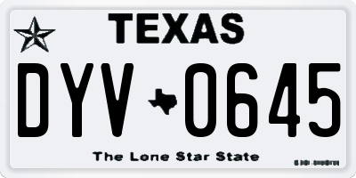 TX license plate DYV0645