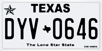 TX license plate DYV0646