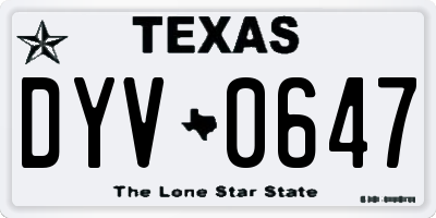 TX license plate DYV0647