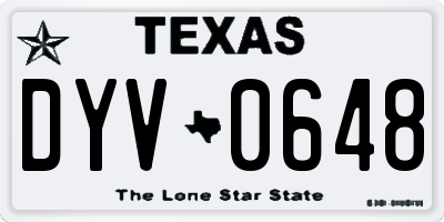 TX license plate DYV0648