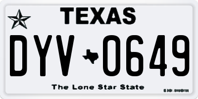 TX license plate DYV0649