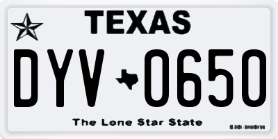 TX license plate DYV0650