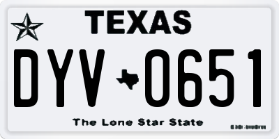 TX license plate DYV0651