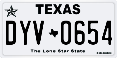TX license plate DYV0654