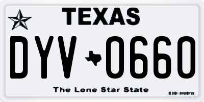 TX license plate DYV0660