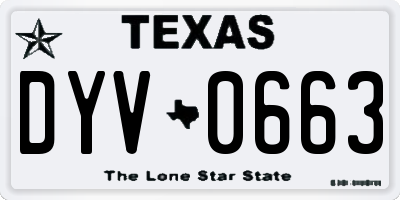 TX license plate DYV0663