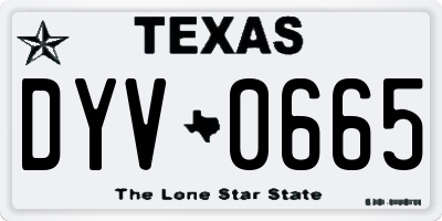 TX license plate DYV0665
