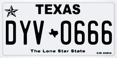 TX license plate DYV0666