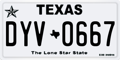 TX license plate DYV0667