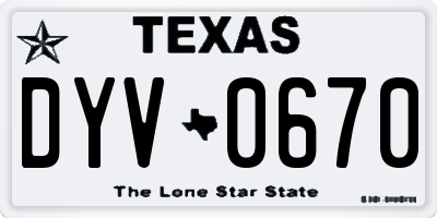 TX license plate DYV0670