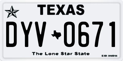TX license plate DYV0671