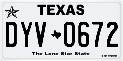 TX license plate DYV0672