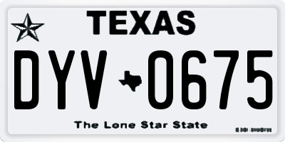 TX license plate DYV0675