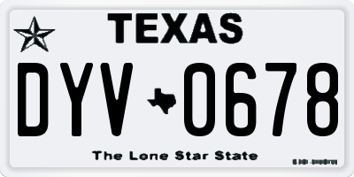 TX license plate DYV0678