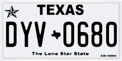 TX license plate DYV0680