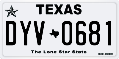 TX license plate DYV0681