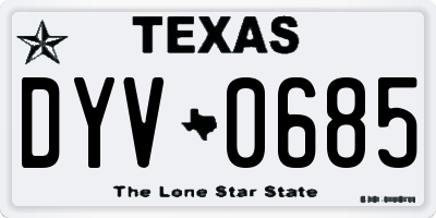 TX license plate DYV0685