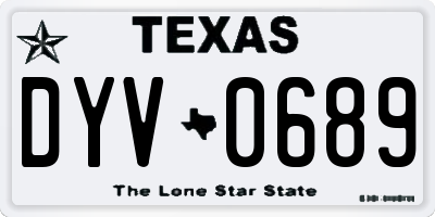 TX license plate DYV0689