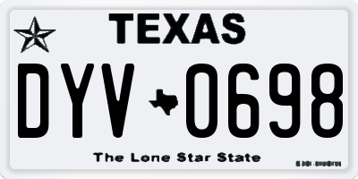 TX license plate DYV0698