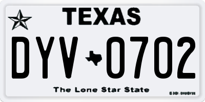 TX license plate DYV0702
