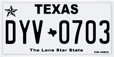 TX license plate DYV0703