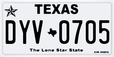 TX license plate DYV0705