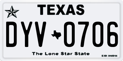 TX license plate DYV0706