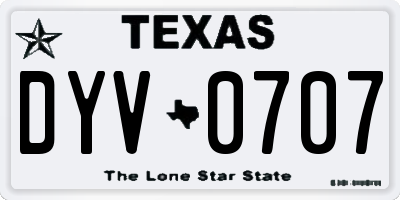 TX license plate DYV0707