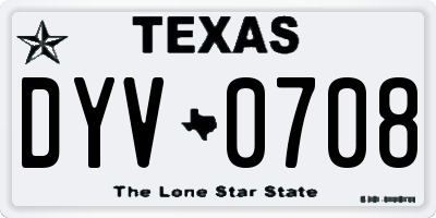TX license plate DYV0708