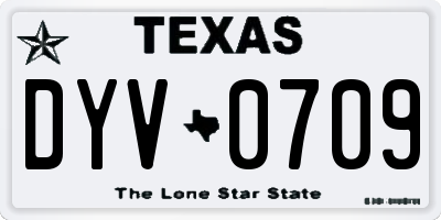 TX license plate DYV0709